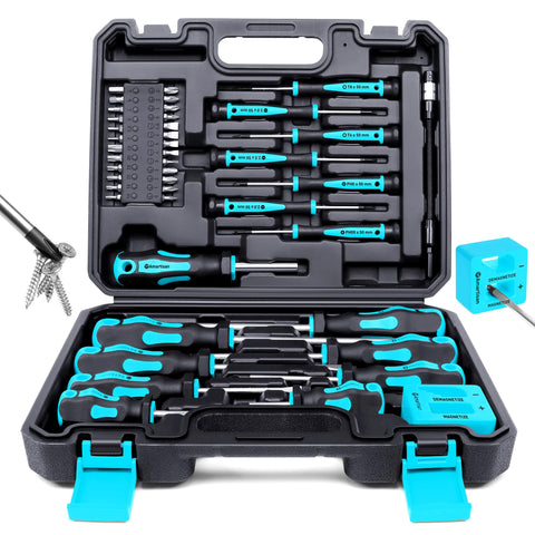 Amartisan magnetic screwdriver set in its case for easy storage.
