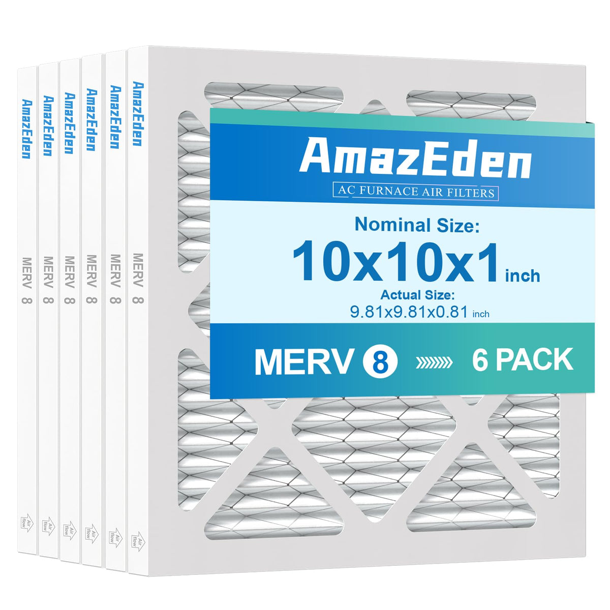 AmazEden 10x10x1 filter front view for easy replacement.