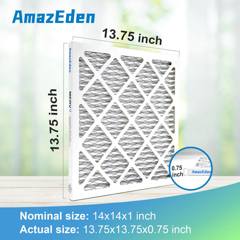 Actual size label on AmazEden filter: 13.75x13.75 inches for compatibility checks.