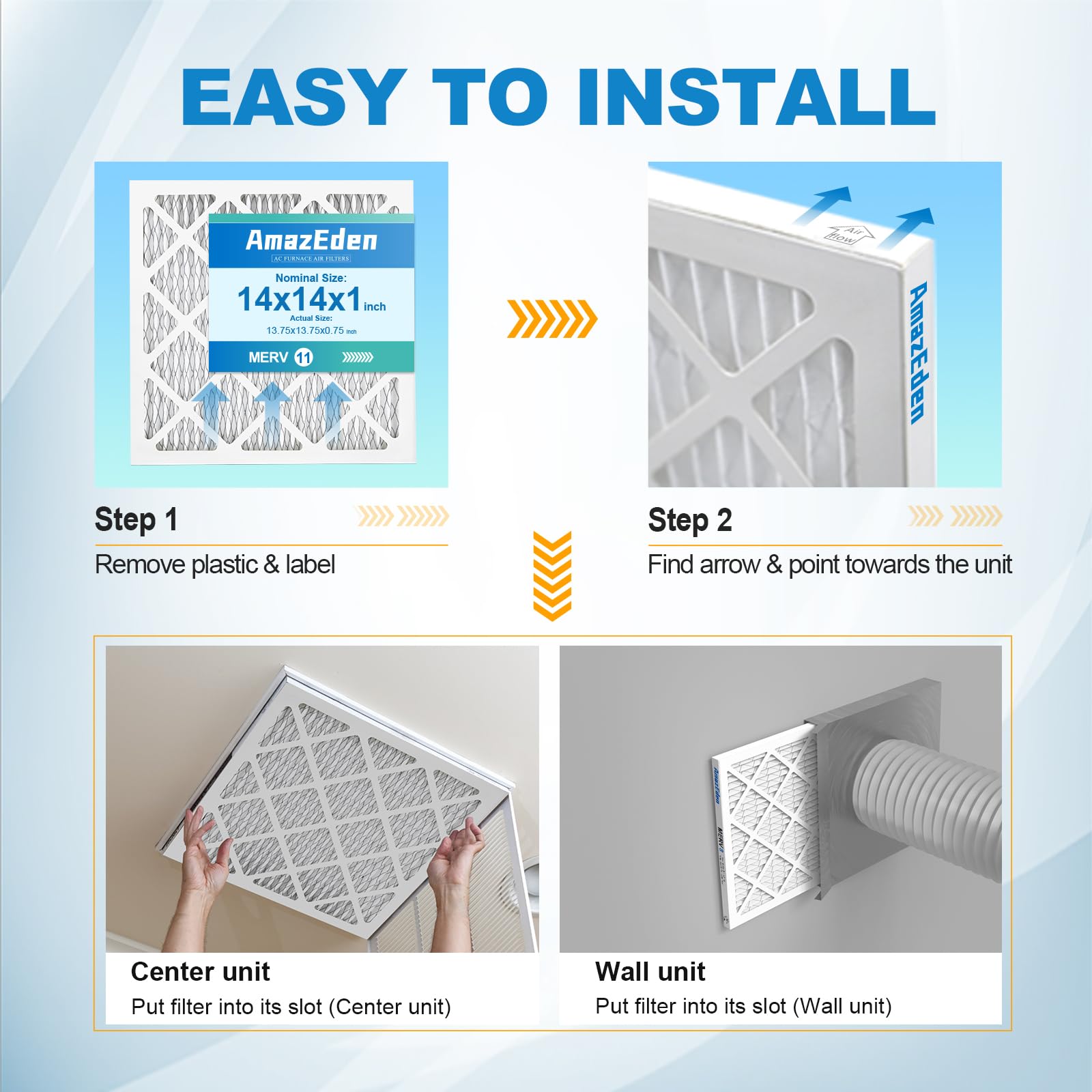 AmazEden air filter installed in an HVAC system for cleaner airflow.