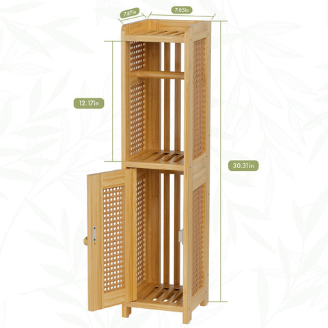 AmazerBath rattan door detail adds warm, natural styling