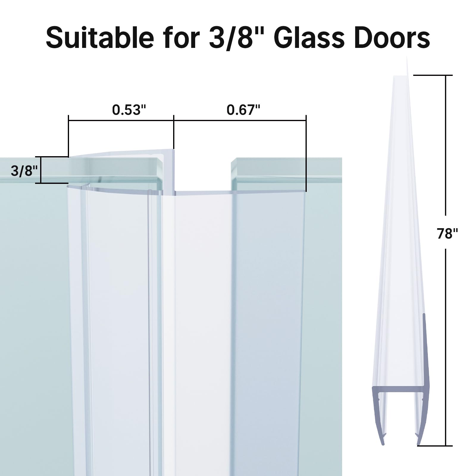 AmazerBath water barrier fins tightly seal against glass for a clean shower
