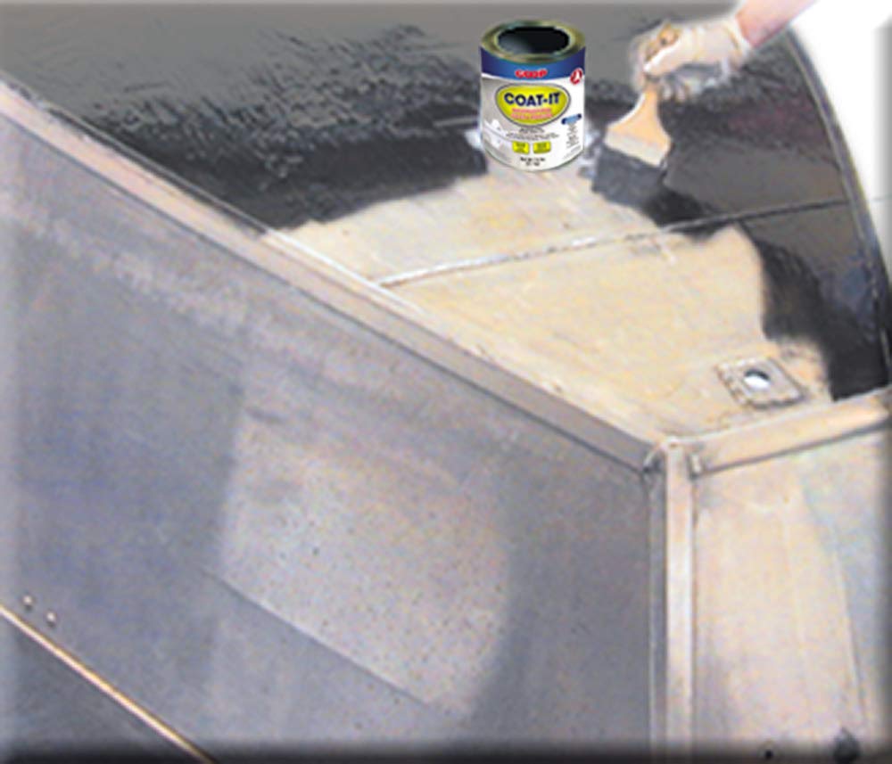 Amazing GOOP Coat-It epoxy sealer kit protecting a boat bottom from debris.