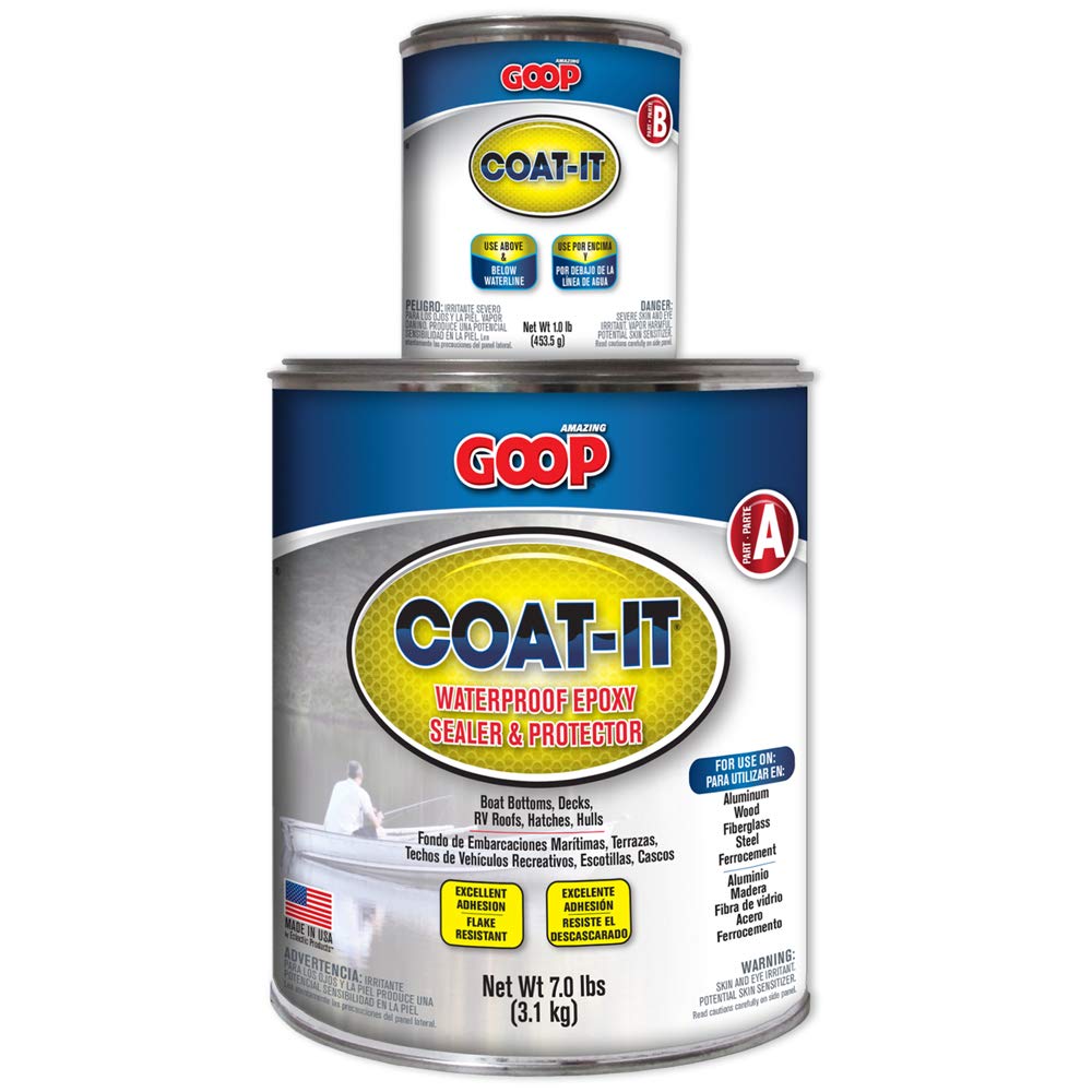 Amazing GOOP Coat-It epoxy sealer kit ready to pour for easy mixing and application.