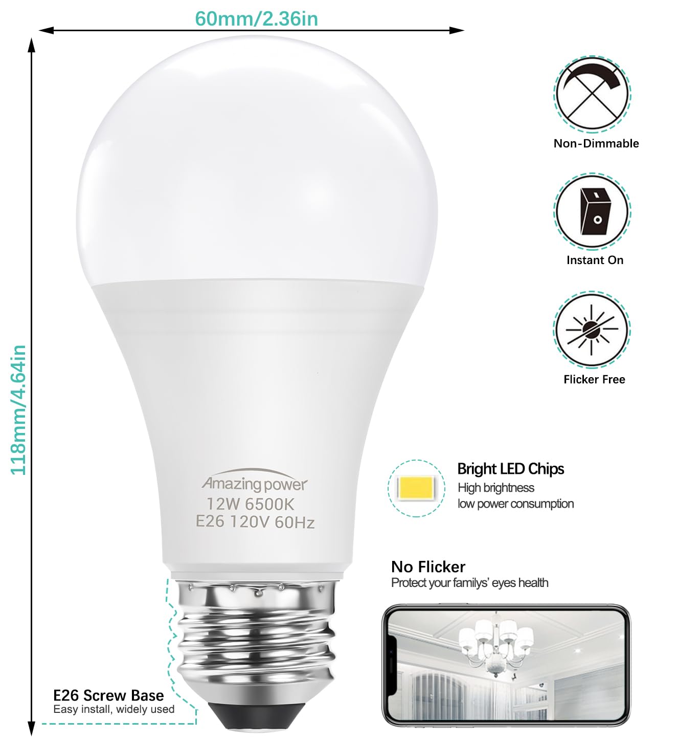 Amazing power cool-running design reduces heat and extends bulb life.