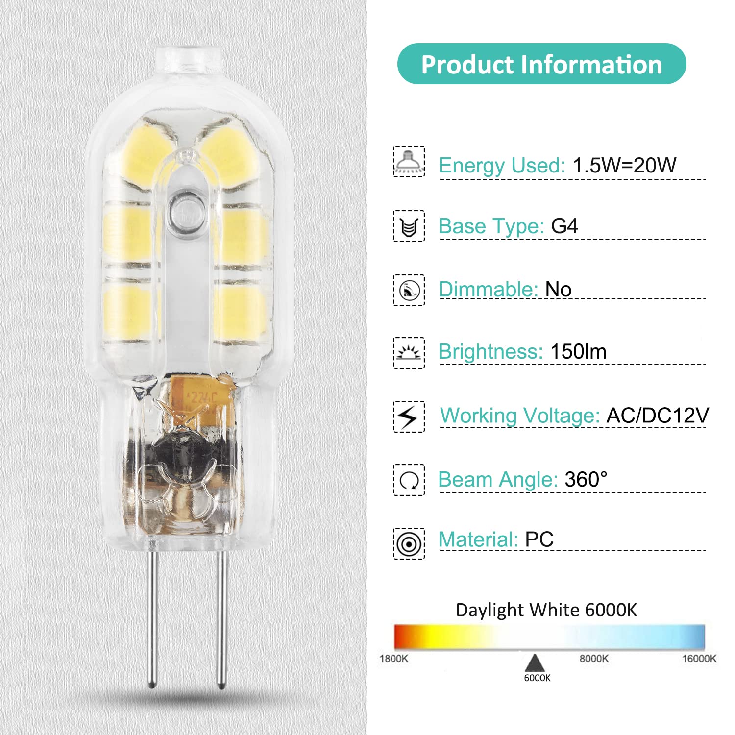 Amazing power G4 LED bulb side view highlighting compact design for small fixtures