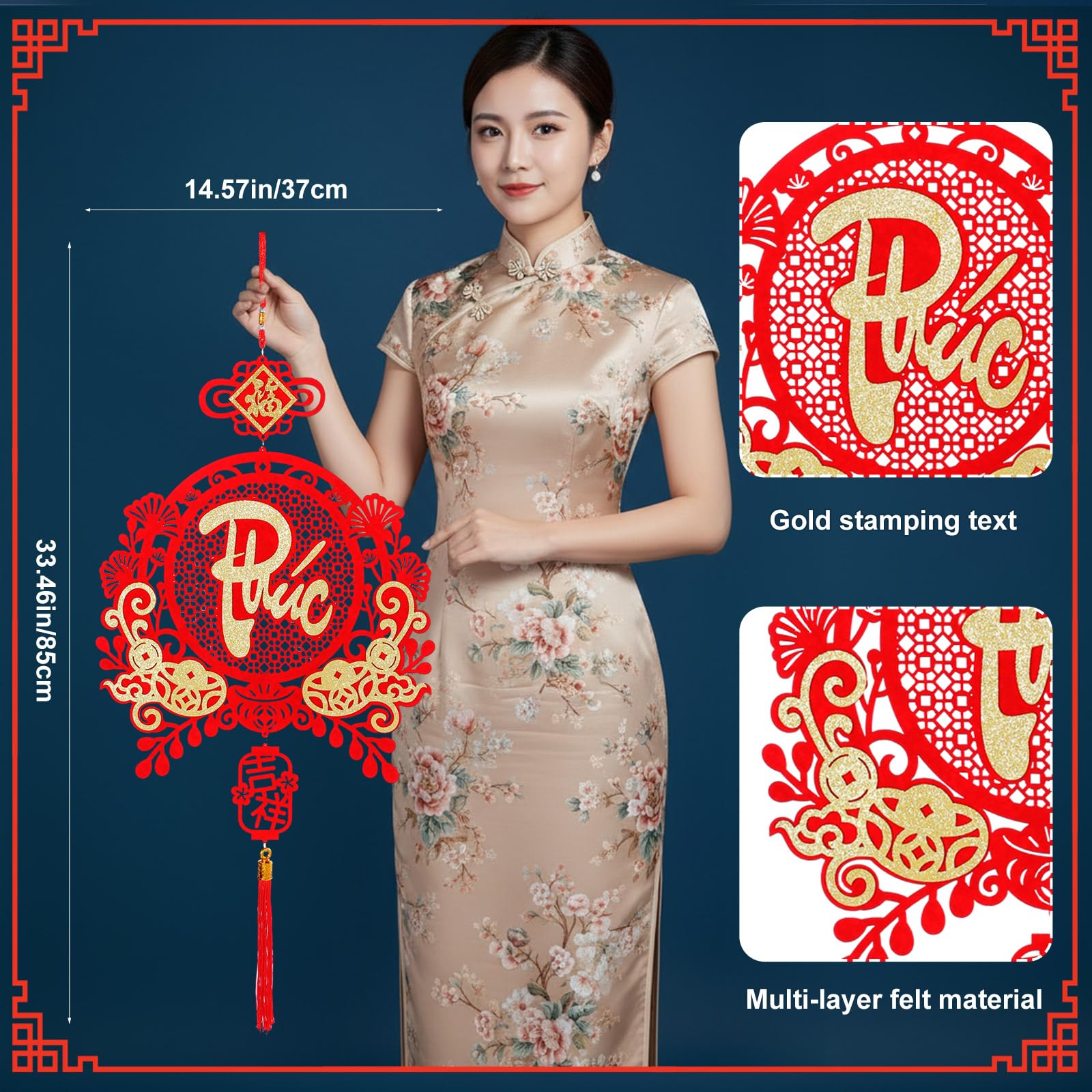 AmazingSpark Tet Phuc hanging ornament enhances gift-worthy decor with cultural symbolism.