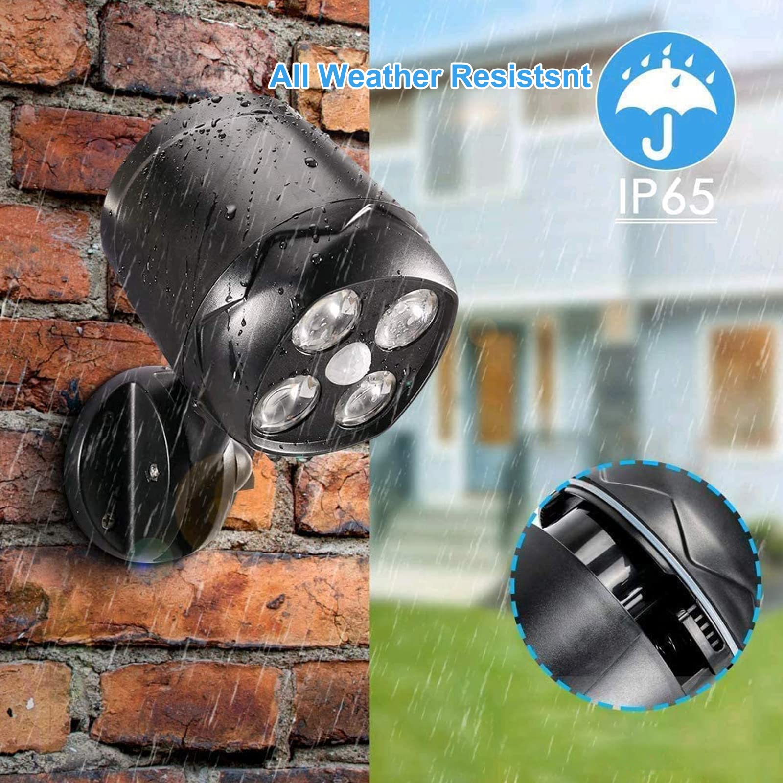 Ambaret IP65 waterproof outdoor light withstands rain near trash area