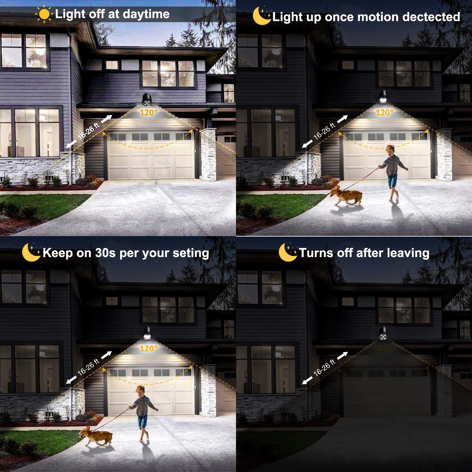 Ambaret two-pack outdoor lights provide broad coverage for stairs