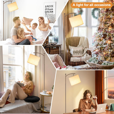 Ambimall 60-inch floor lamp beige shade for warm ambience.