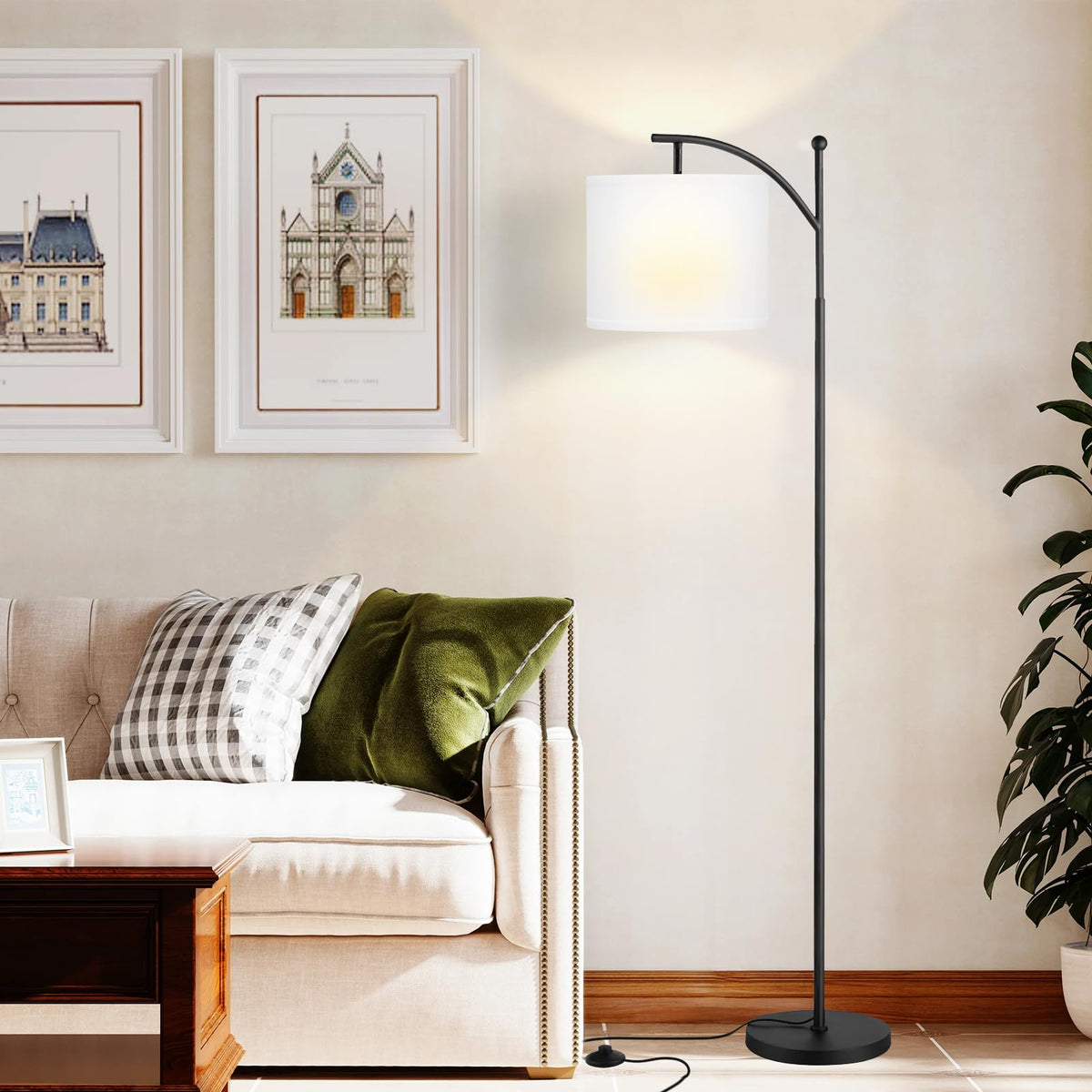 Ambimall 60-inch floor lamp with color temperature control for cozy reading.