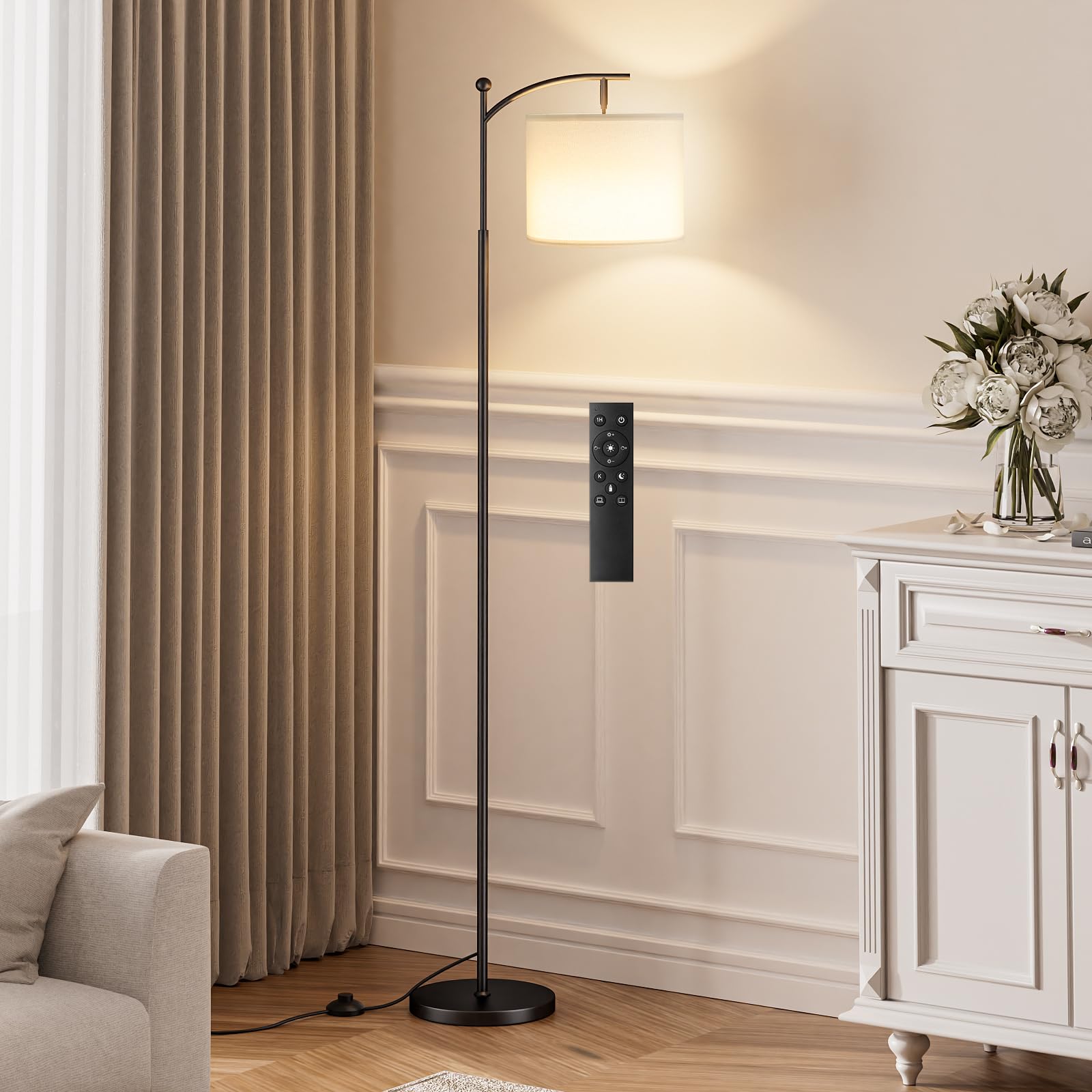 Ambimall 60-inch floor lamp with remote and bulb for easy lighting control.
