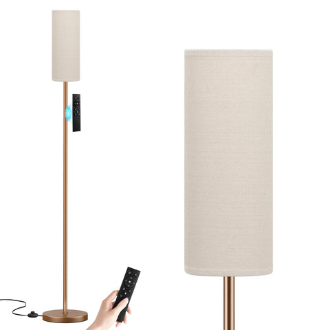 Ambimall 64'' floor lamp with beige shade and brown pole for warm to cool ambience