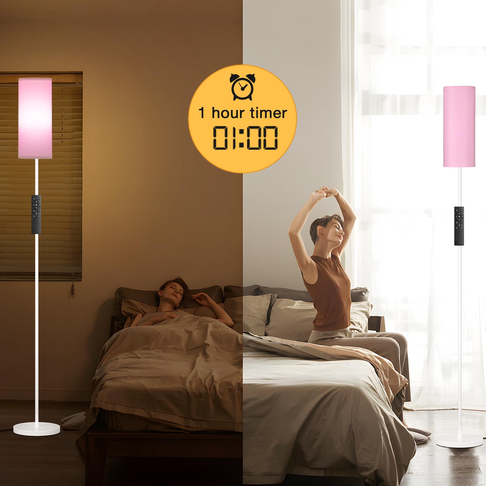 Ambimall floor lamp demonstrates stepless dimming for mood lighting