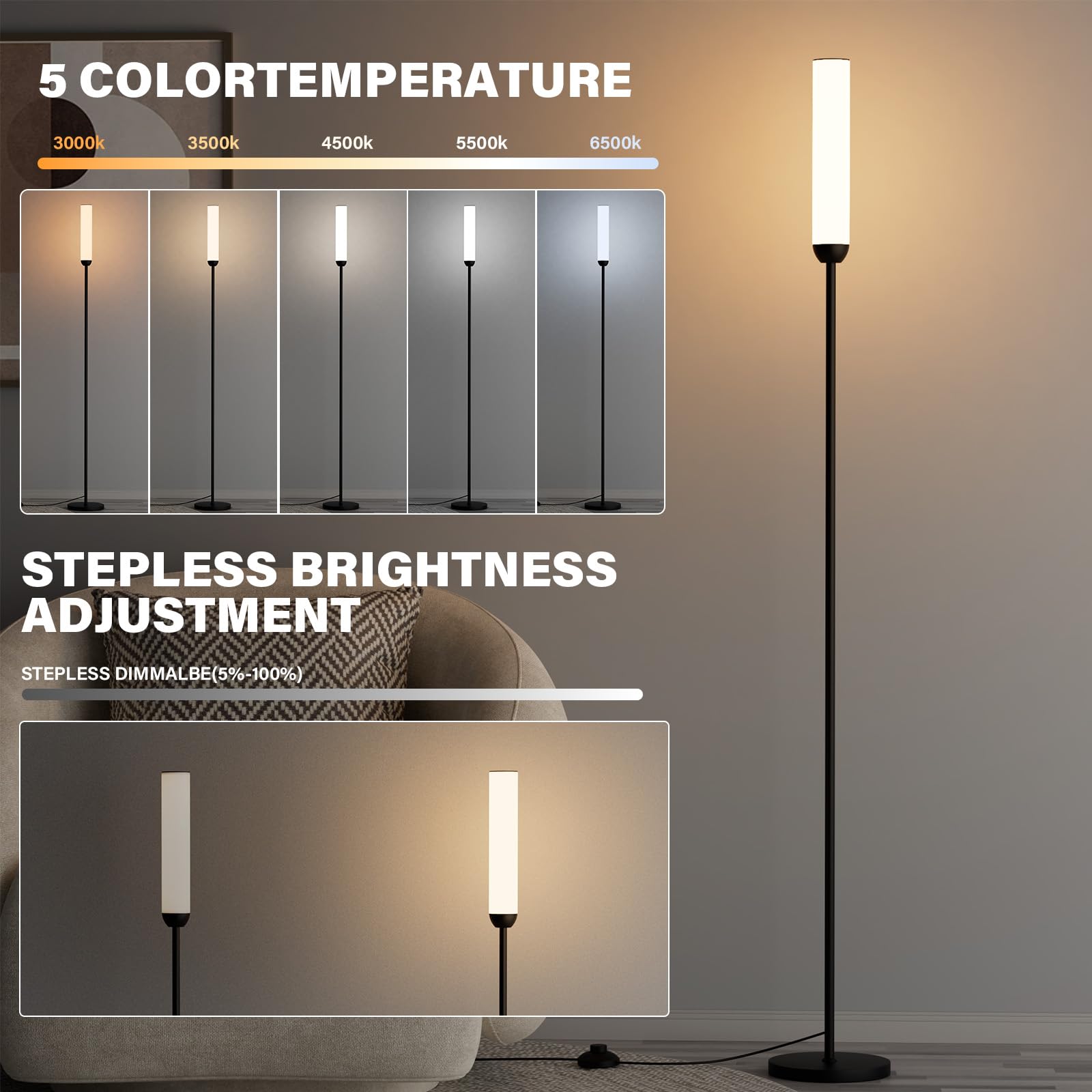 Ambimall 65inch lamp offers stepless dimming for customizable atmosphere.