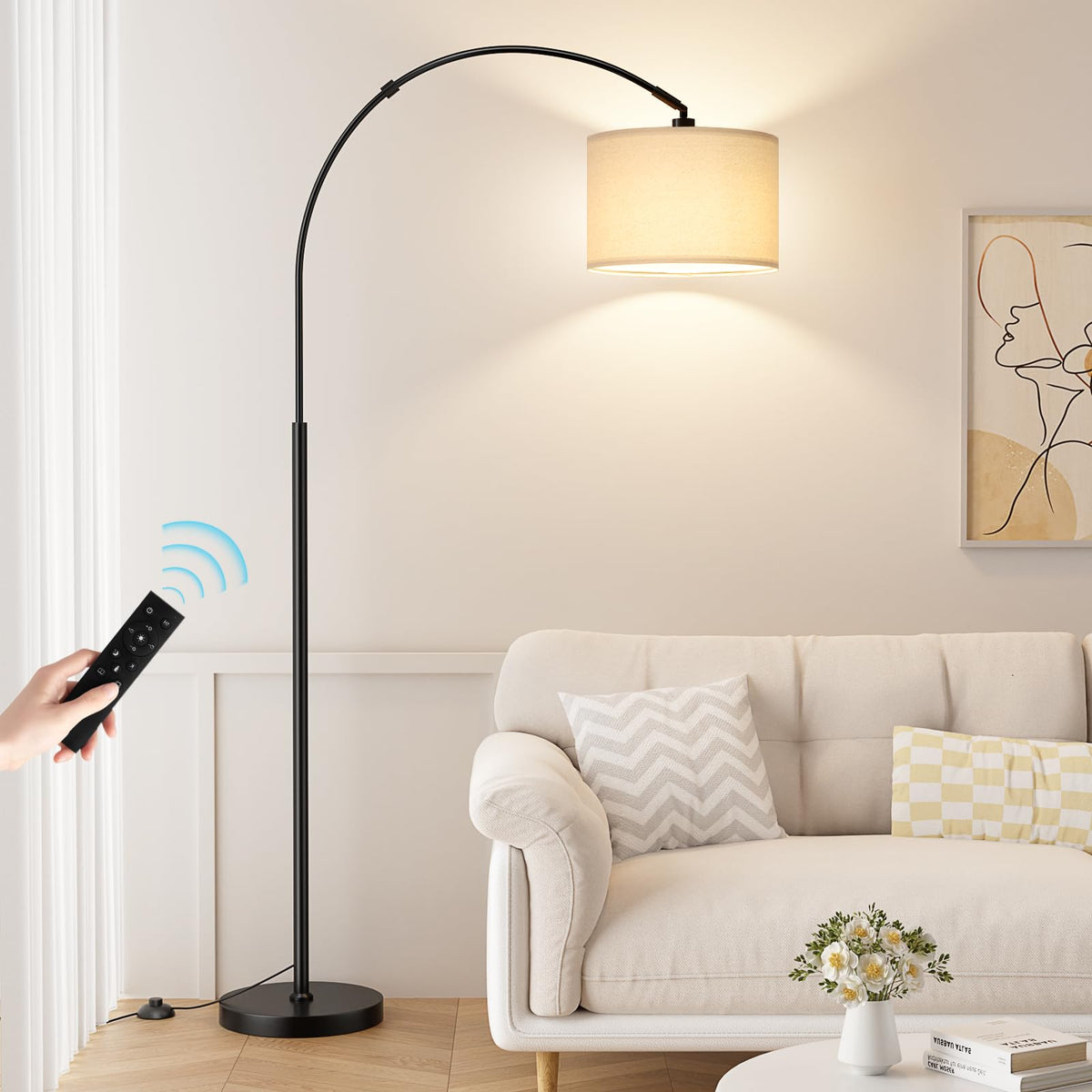 Ambimall 70-inch dimmable arc lamp with remote for effortless lighting control
