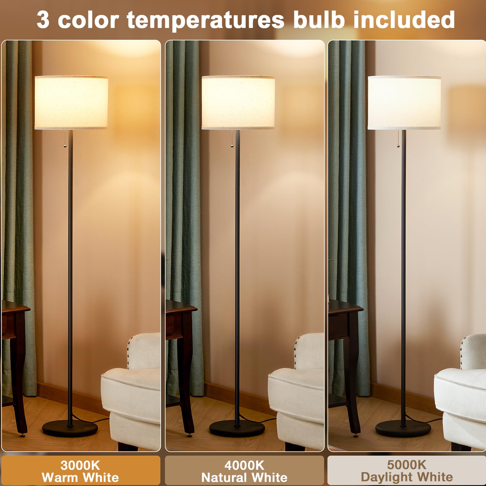 Ambimall 9W LED bulb included for energy-efficient brightness