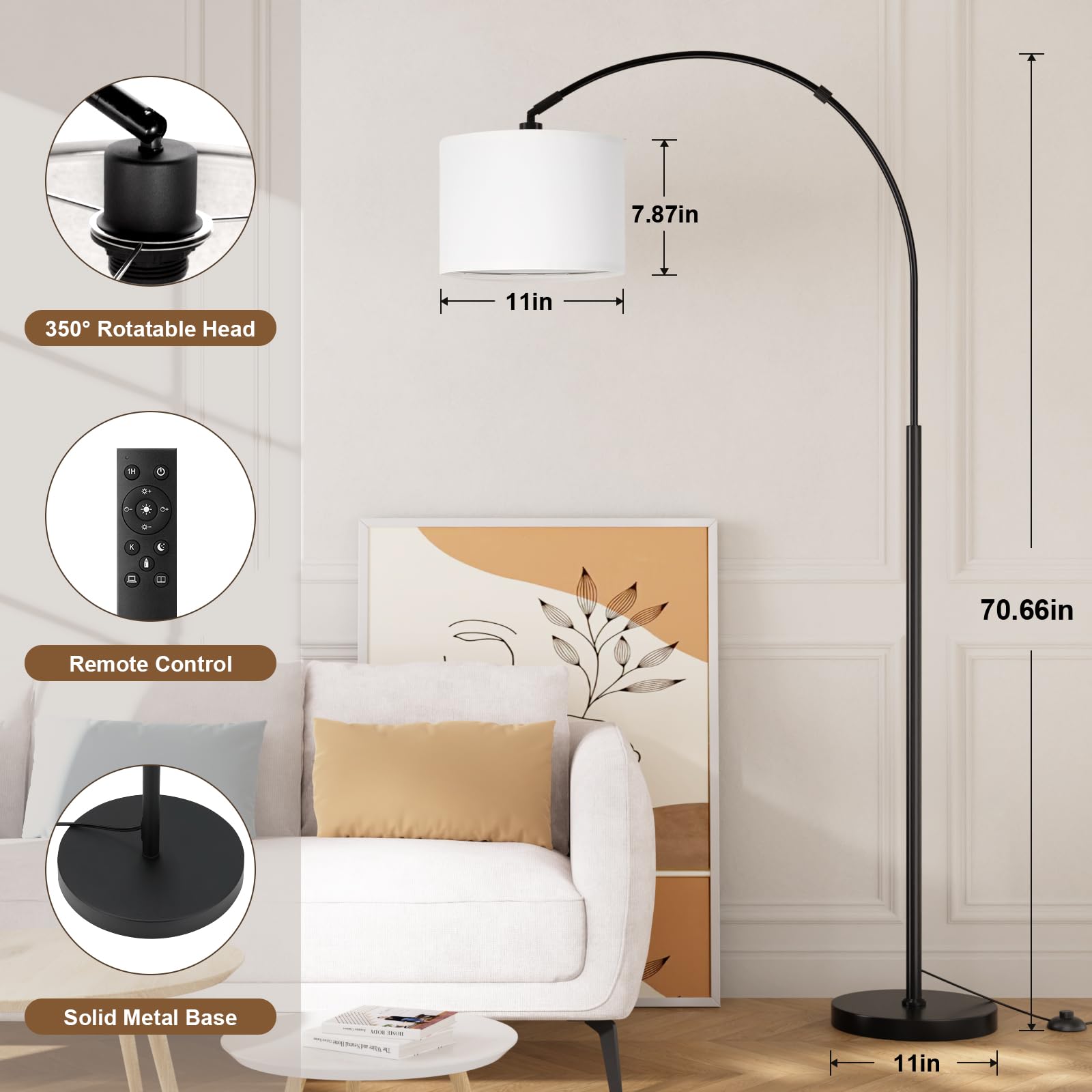 Ambimall arc lamp color temperature options for mood and tasks.