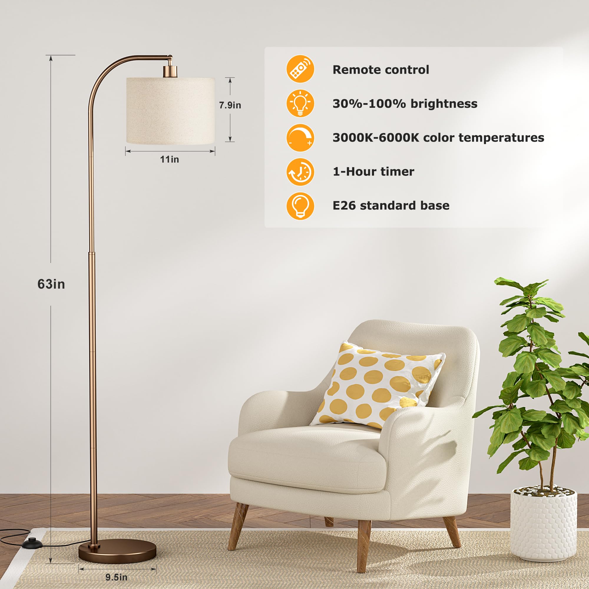 Ambimall Arc lamp demonstrating smooth dimming for customizable ambiance.