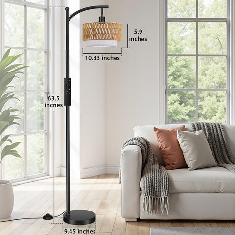 Ambimall Arc lamp with linen shade softens light and ambience