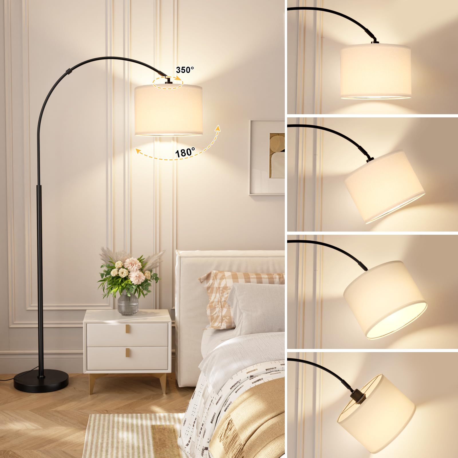 Ambimall arc floor lamp suits a contemporary living room design.