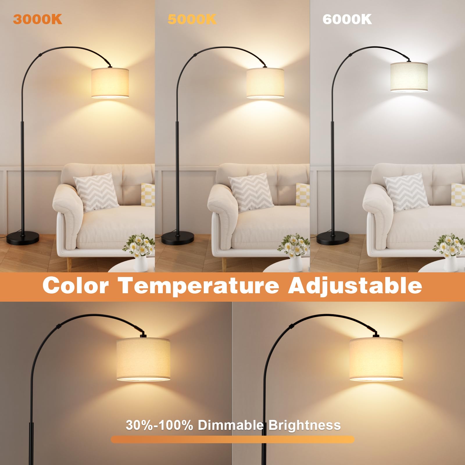 Ambimall 70-inch arc design over the couch for space-efficient lighting