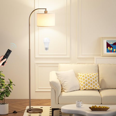 Ambimall Arc floor lamp with remote control for effortless living room lighting.