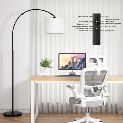 Ambimall arc floor lamp rotating head directs light precisely.