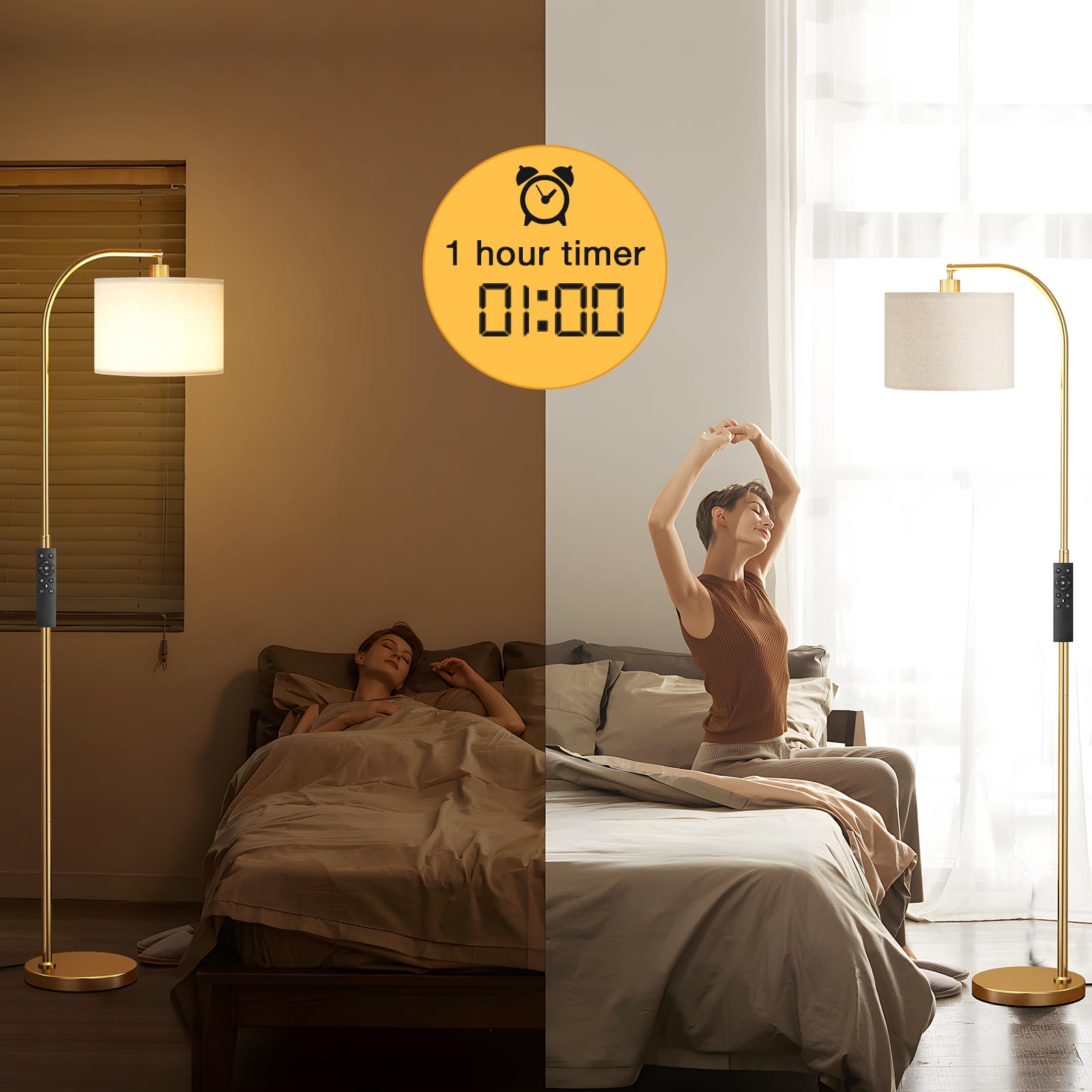 Ambimall Arc floor lamp heavy base ensures stability.