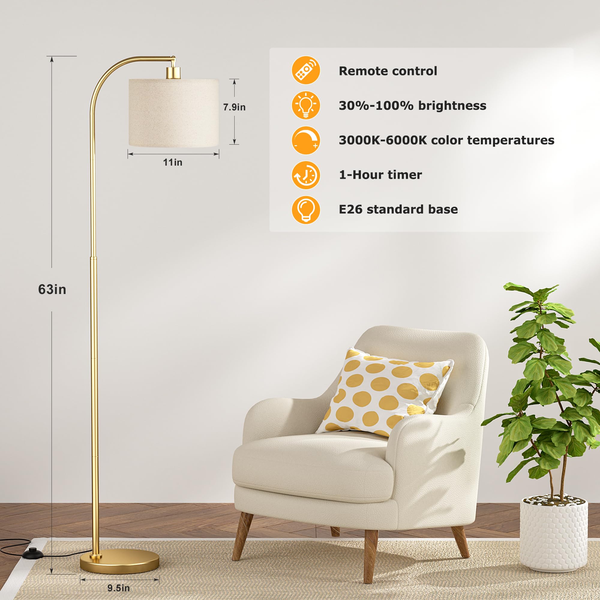 Ambimall Arc lamp stepless dimming for customizable brightness.