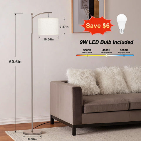 Ambimall beige shade floor lamp offers warm to neutral light for relaxing spaces.