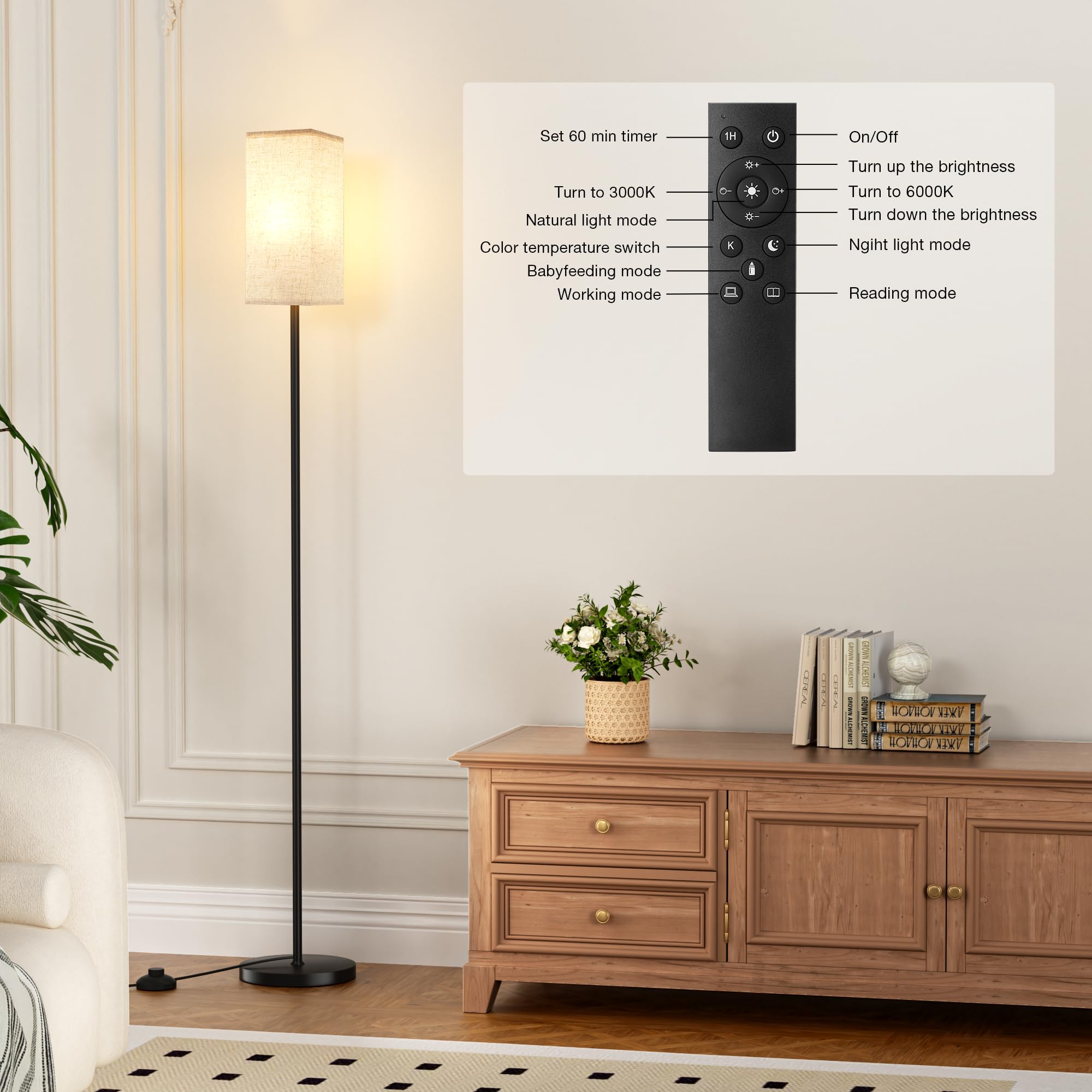 Ambimall 64-inch tall design fits in corners and creates room-brightening illumination