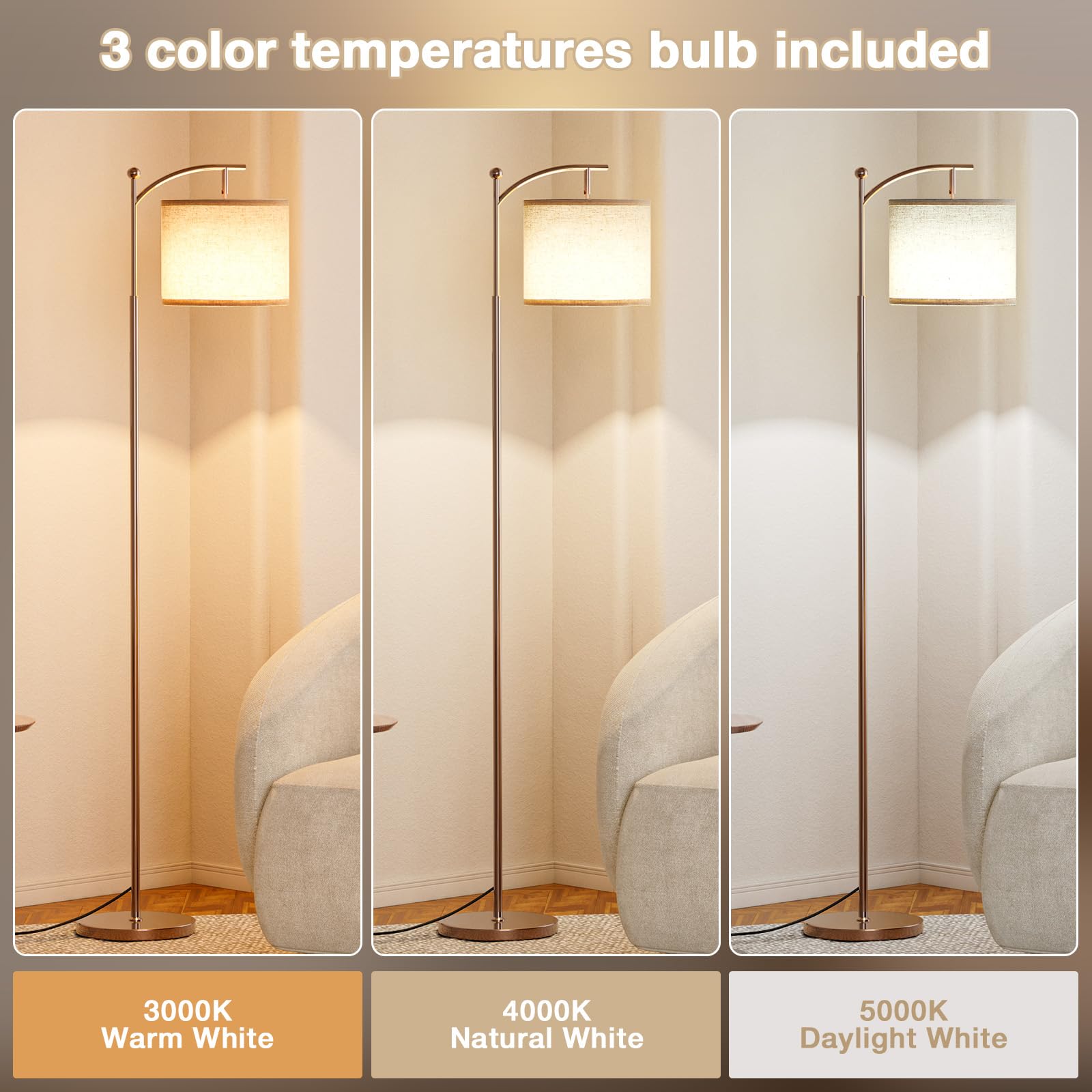 Ambimall classic beige shade floor lamp complements modern and traditional decor.