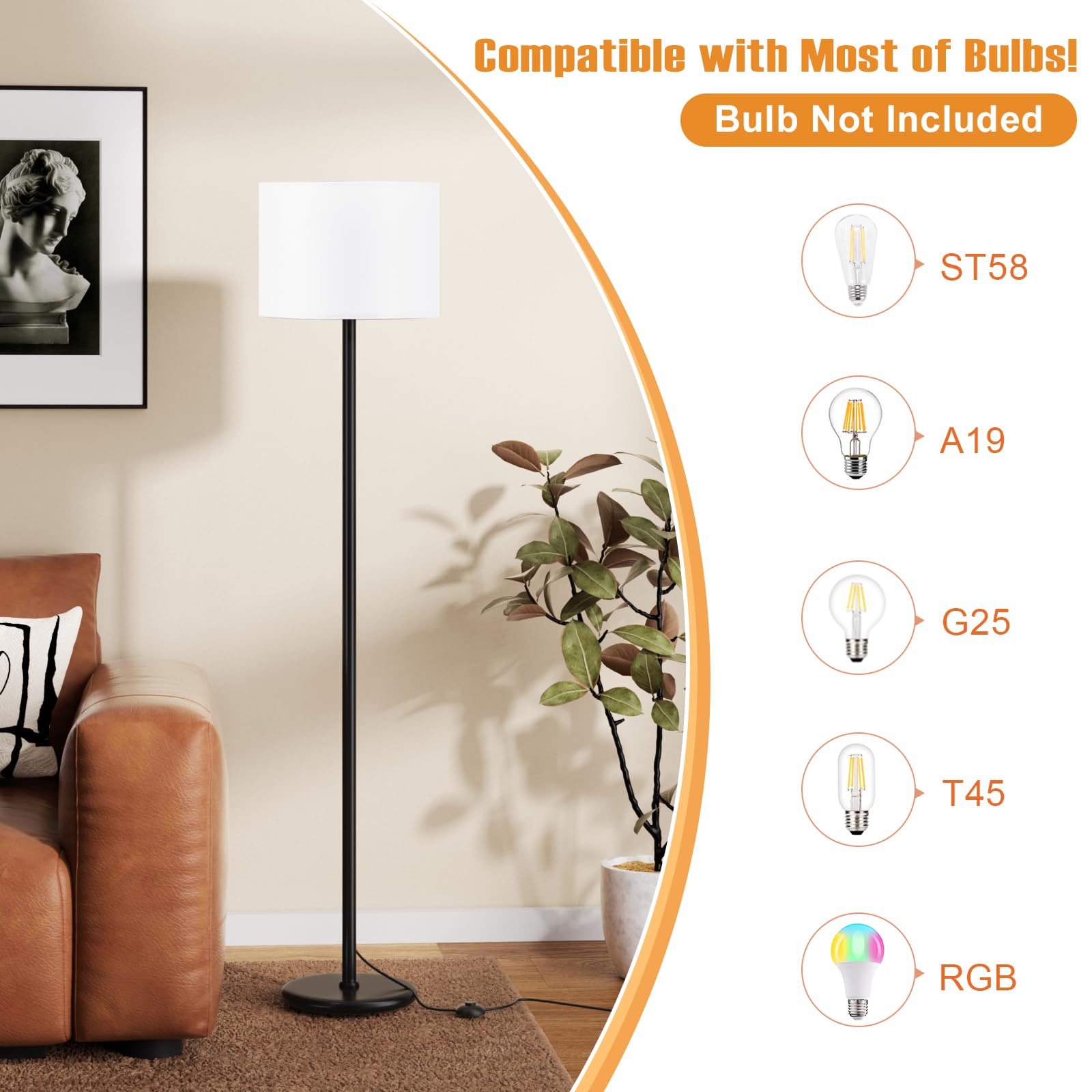 Ambimall black base with white shade adds modern stability to any corner.