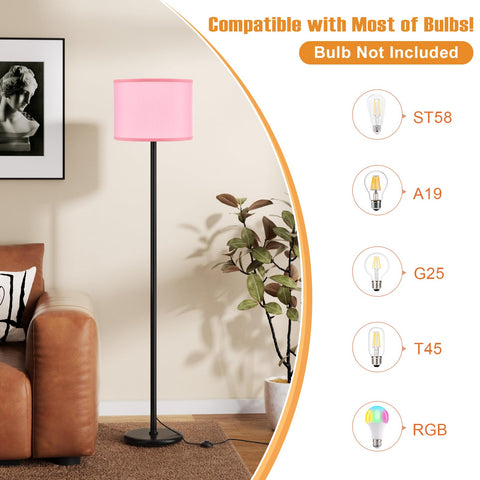 Ambimall floor lamp with black pole adds modern contrast.
