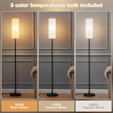 Ambimall floor lamp with black pole adds contemporary style and stability.