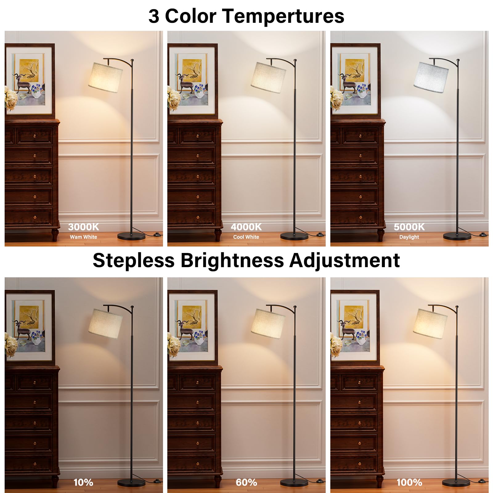 Ambimall lamp brightness range from 30% to 100% for any mood.