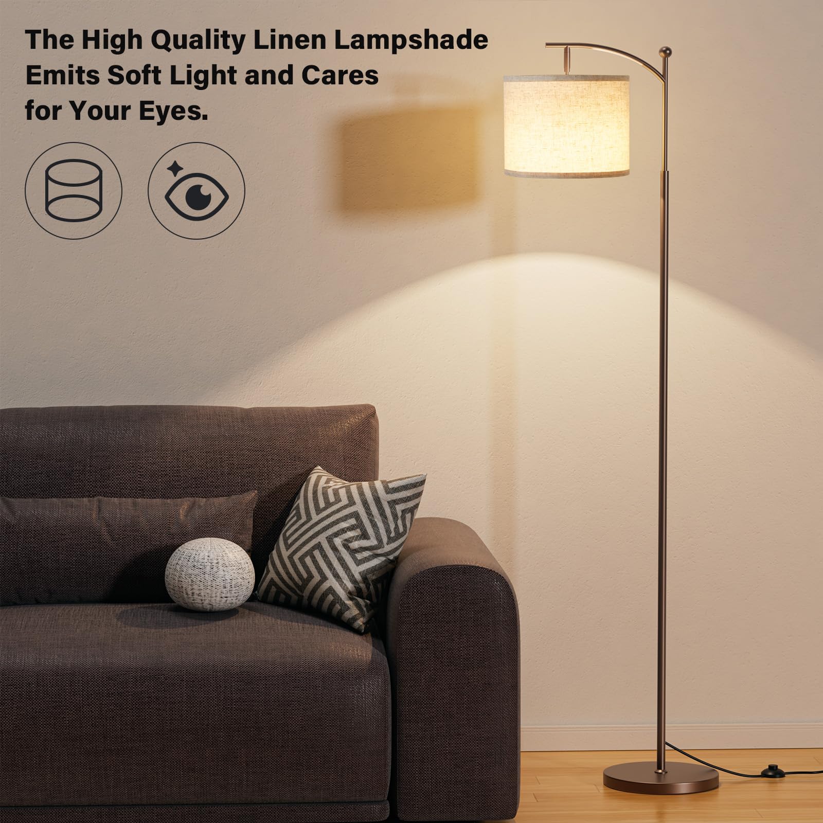 Ambimall brown-pole base provides sturdy support for the 60-inch lamp.