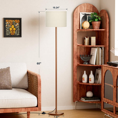 Ambimall floor lamp with brown pole complements modern interiors and saves space