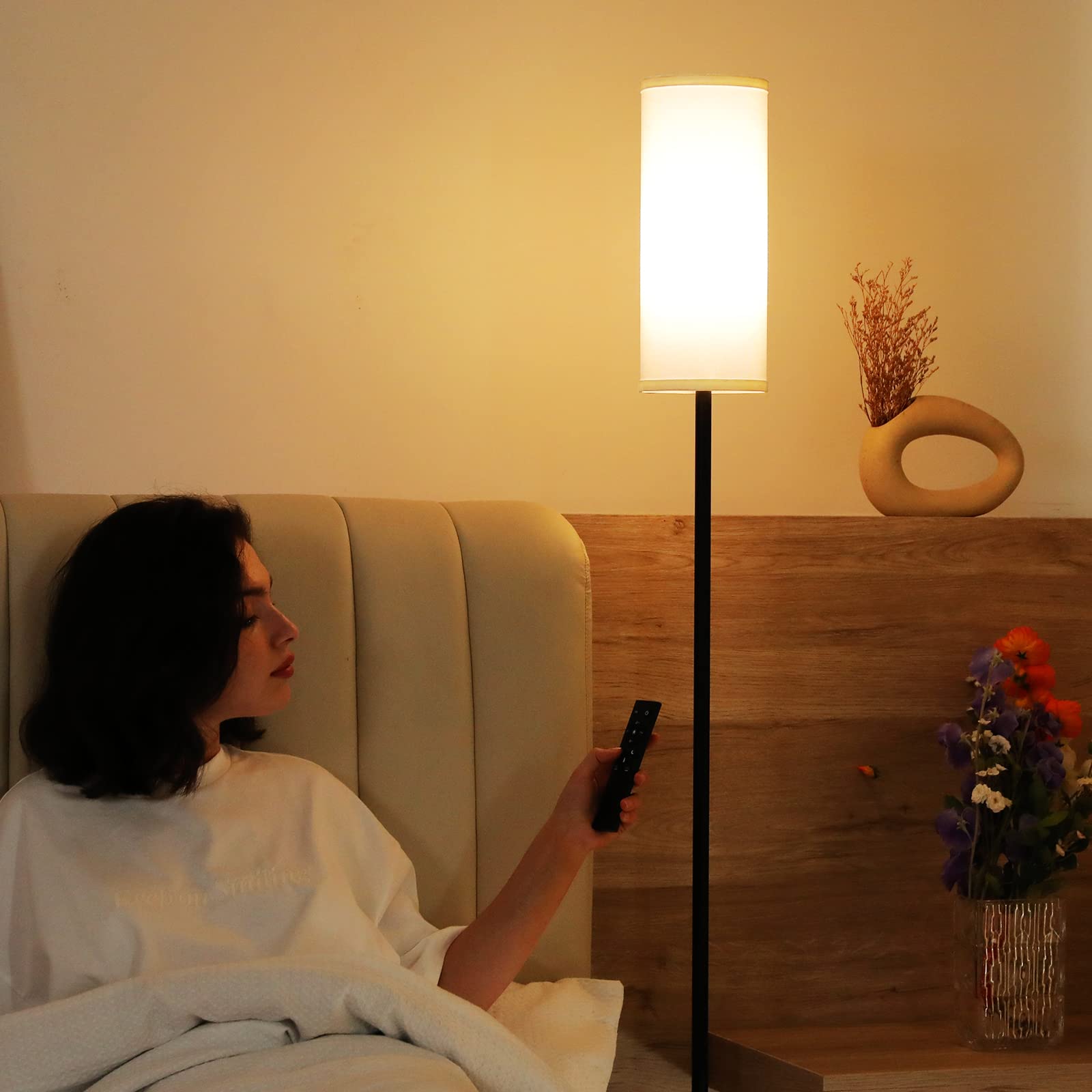 Ambimall floor lamp shows color temperature range from warm to cool.