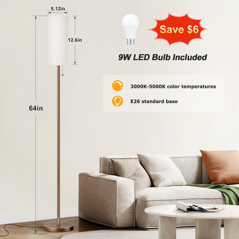 Ambimall linen shade diffuses light for a soft bedroom glow.