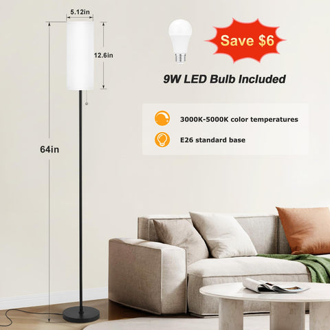 Ambimall linen shade on the floor lamp provides soft diffusion.