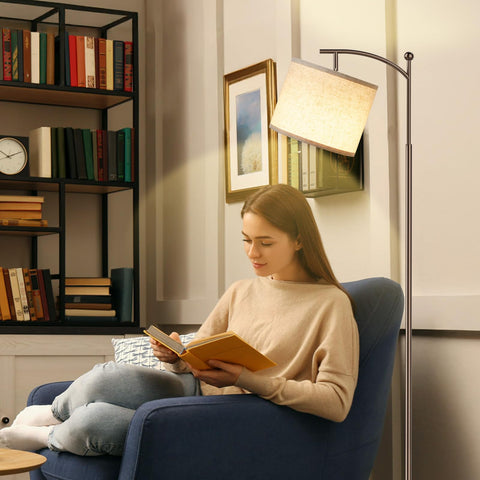 Ambimall floor lamp with convenient pedal switch for hands-free operation.