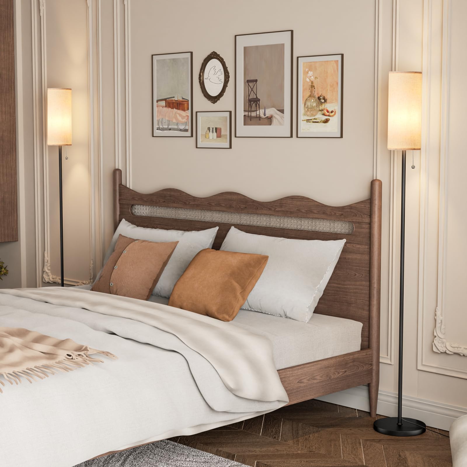 Ambimall floor lamp pull-chain switch for easy sofa-side control.