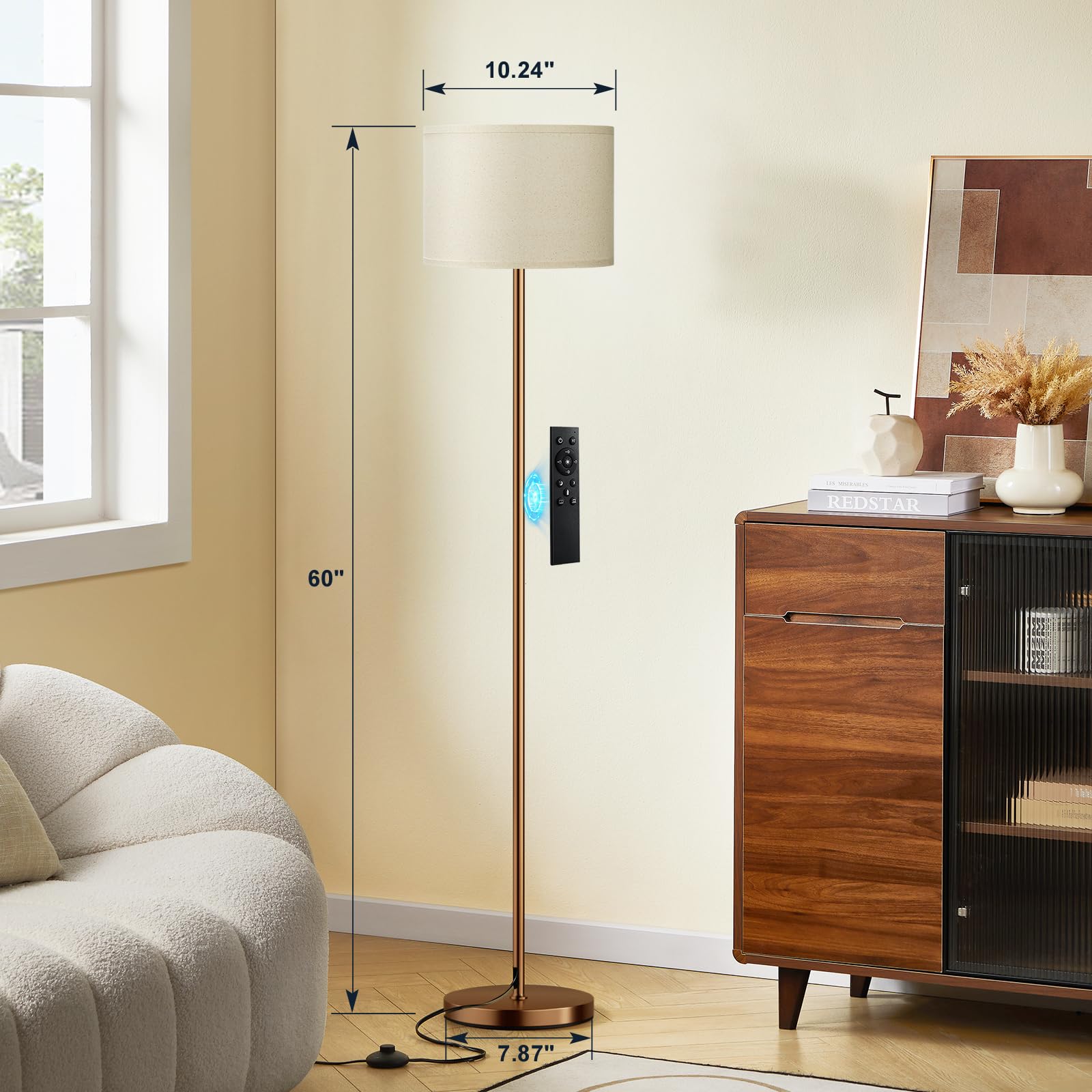 Ambimall floor lamp remote control ease for hands-free dimming.