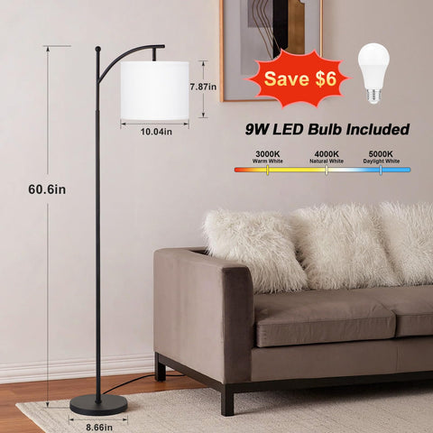 Ambimall floor lamp with rotating head adjusts light angle for comfortable tasks.
