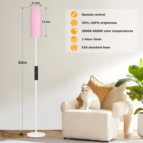 Ambimall slim white pole floor lamp complements modern interiors