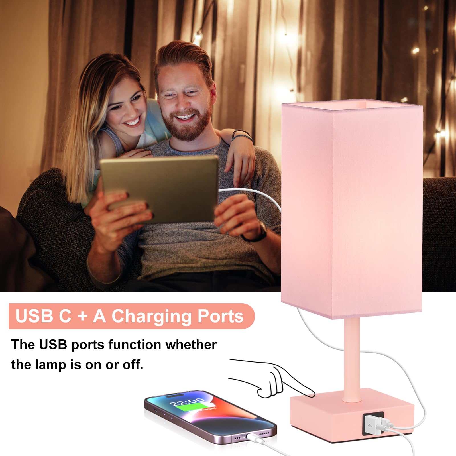 Ambimall LED bulb included for energy-efficient bedroom lighting.