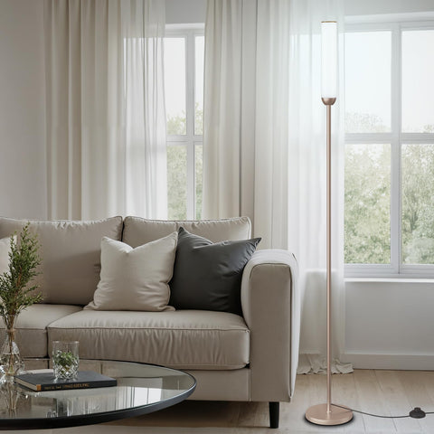 Illustration of easy assembly steps for the Ambimall floor lamp.
