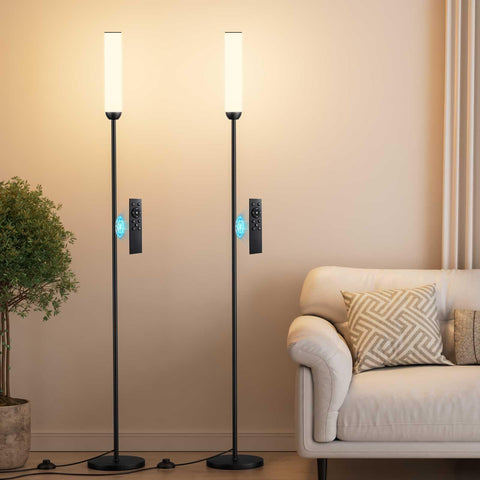 Ambimall LED floor lamp set2 fully assembled ready to brighten a living room.